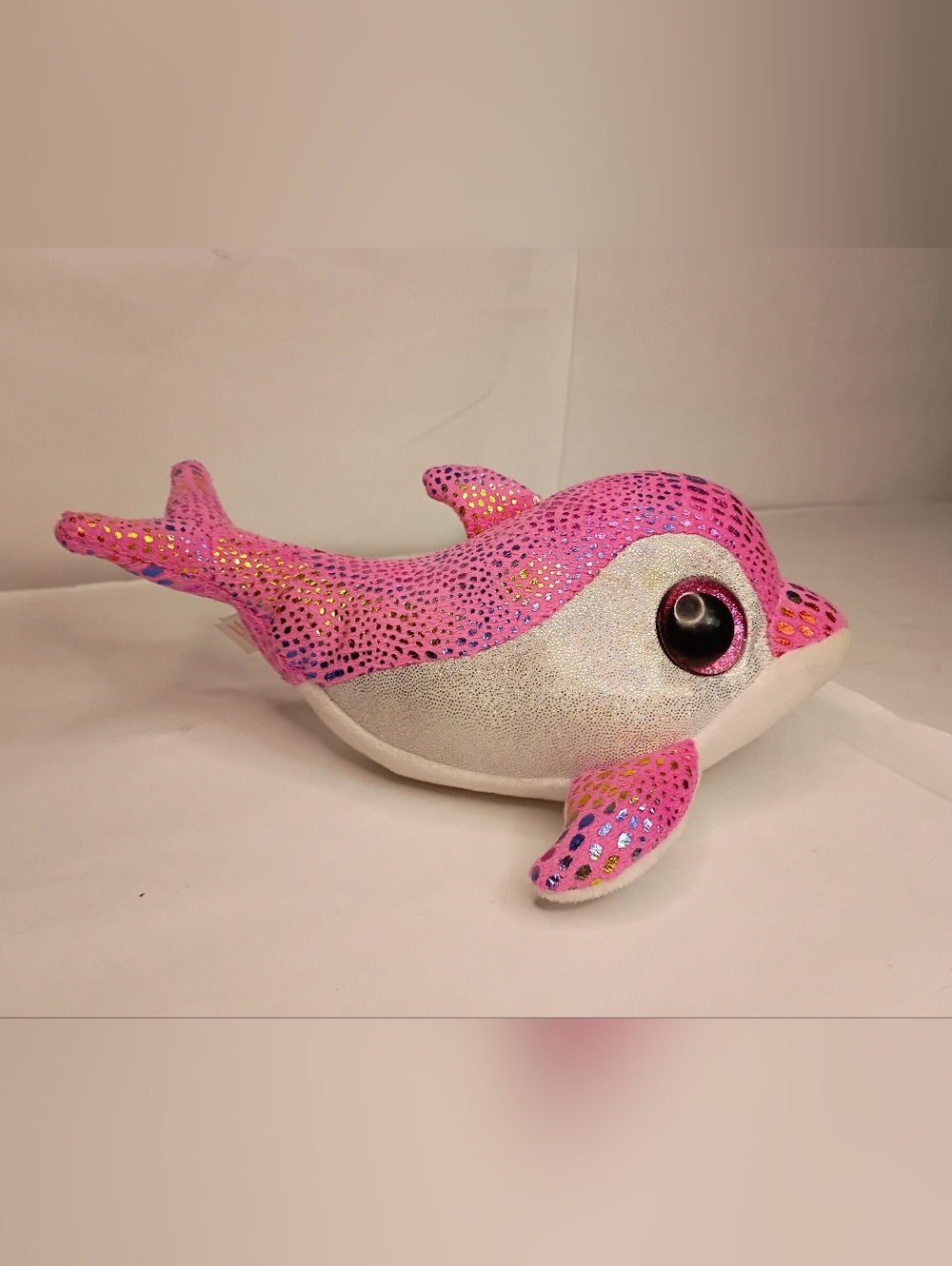 Ty Pink Sequin Dolphin Plush - Sparkly White Belly